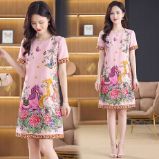 批发2026夏季新款女装时尚印花重工订珠双马轻奢名媛<b class='q'>连衣裙</b>