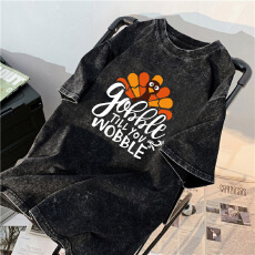 批发220克精梳纯棉洗水黑落肩宽松版型后包边短袖<b class='q'>T</b><b class='q'>恤</b>印花款