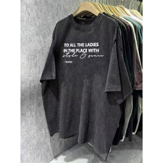 批发220克精梳纯棉洗水黑落肩宽松版型后包边短袖<b class='q'>T</b><b class='q'>恤</b>印花款