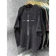 批发220克精梳纯棉洗水黑落肩宽松版型后包边短袖<b class='q'>T</b><b class='q'>恤</b>印花款