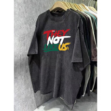 批发220克精梳纯棉洗水黑落肩宽松版型后包边<b class='q'>短袖</b>T恤印花款