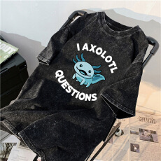 批发220克精梳纯棉洗水黑落肩宽松版型后包边短袖T恤<b class='q'>印花</b>款