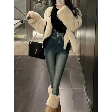 批发紧身高腰加绒牛仔裤女秋冬季新款修身<b class='q'>弹力</b>显瘦小脚<b class='q'>铅笔裤</b>子春装