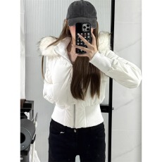 批发羽绒服女短款2025年新款粉色新国标90大毛领小个子小海鸥修身外套