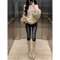 批发美式复古高腰紧身<b class='q'>牛仔裤</b>女秋冬新款辣妹高街修身<b class='q'>显瘦</b>小脚铅笔裤