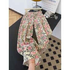 批发美式复古<b class='q'>碎花</b>满印阔腿牛仔<b class='q'>裤</b>春季慵懒风宽松时尚高腰休闲花花<b class='q'>裤</b>子