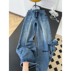 批发<b class='q'>实拍</b>~美式辣妹个性慵懒松弛感牛仔<b class='q'>裤</b>子女复古水洗宽松直筒拖地<b class='q'>裤</b>