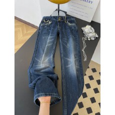 批发<b class='q'>实拍</b>~美式设计感做旧刮痕牛仔<b class='q'>裤</b>女y2k千禧辣妹低腰微喇叭拖地<b class='q'>裤</b>