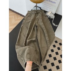 批发<b class='q'>实拍</b>~美式高街宽松慵懒松弛感牛仔<b class='q'>裤</b>女辣妹做旧中缝设计拖地长<b class='q'>裤</b>