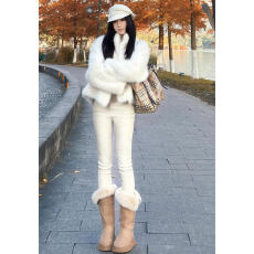 批发辣妹高腰显腿长白色铅笔裤女秋冬款紧身弹力百搭小脚提臀牛仔裤子