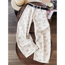 批发小马印花阔腿牛仔裤女夏季新款气质时尚<b class='q'>高腰</b>显瘦宽松休闲拖地<b class='q'>长裤</b>