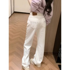 批发2026春季新款美式风白色<b class='q'>高腰</b>阔腿牛仔裤女宽松显瘦遮肉拖地<b class='q'>长裤</b>潮
