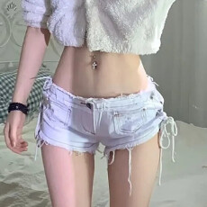 批发夏季美式新款<b class='q'>欧美</b>紧身牛仔牛仔<b class='q'>裤</b>性感绑带辣妹低腰复古短<b class='q'>裤</b>热<b class='q'>裤</b>