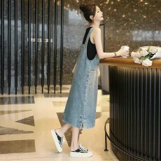 批发高档洋气牛仔背带裙女<b class='q'>中长款</b>夏季2026新款韩版显瘦遮肉连衣裙子潮