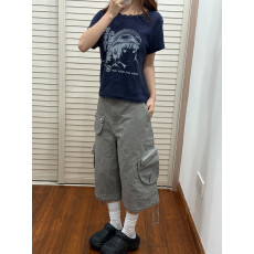 批发大码美式复古立体大口袋牛仔<b class='q'>七分裤</b><b class='q'>男</b>女夏季宽松百搭阔腿工装<b class='q'>短裤</b>