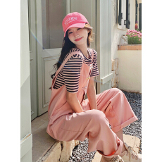 批发粉色可盐可甜减龄工装牛仔背带裤女夏季新款宽松显瘦<b class='q'>连体裤</b>阔腿裤