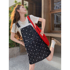 批发法式设计感波点短款牛仔<b class='q'>背带</b>裙女2026夏季新款减龄超好看休闲裙子