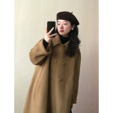 批发毛呢外套女<b class='q'>中长款</b>2025春秋新款韩版小个子气质复古赫本风呢子大衣