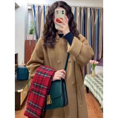 批发毛呢外套女2025新款复古呢子大衣赫本风小个子韩系<b class='q'>中长款</b>
