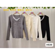 批发秋冬新款韩版温柔甜美风V领<b class='q'>蕾丝</b>针织<b class='q'>打底衫</b>长袖上衣女