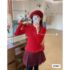 批发秋<b class='q'>冬</b>新款气质绝美半高领毛绒木耳边针织百搭长袖上衣女