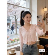 批发韩版甜美蕾丝花边系带防晒长袖开衫