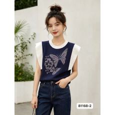 批发小香风重工蝴蝶烫钻<b class='q'>镂空</b>针织套头上衣