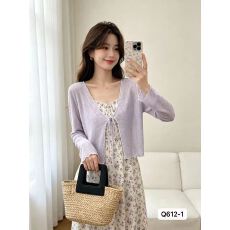 批发<b class='q'>甜美</b>减龄V领木耳边系带微透针织防晒衣