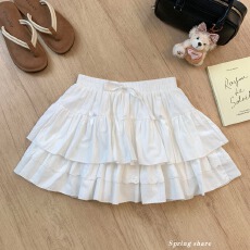 批发蝴蝶结告白<b class='q'>高腰</b>设计情书芭蕾纯白蛋糕花边夏季可爱新款半身裙<b class='q'>短裙</b>