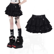 批发原版面料~辣妹绑带蓬蓬蛋糕裙女新款设计感<b class='q'>高腰</b>显瘦半身<b class='q'>短裙</b>女