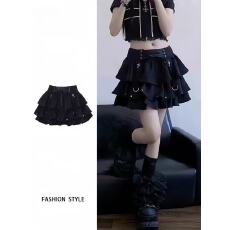 批发原版面料~辣妹黑色绑带蓬蓬蛋糕裙女设计感<b class='q'>高腰</b>显瘦半身<b class='q'>短裙</b>裤