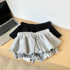 批发原版做法~新款韩系ins减龄时尚松紧<b class='q'>高腰</b>系带A字蓬蓬<b class='q'>短裙</b>裤女潮
