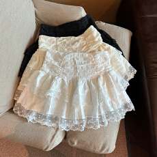 批发原版面料~芭蕾风蕾丝<b class='q'>半身裙</b>女高腰显瘦a字蛋糕裙小个子<b class='q'>雪纺</b>短裙