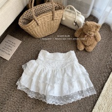 批发原版面料~甜辣妹风蕾丝半身裙蛋糕裙女新款高腰<b class='q'>防走光</b>A字裙短裙