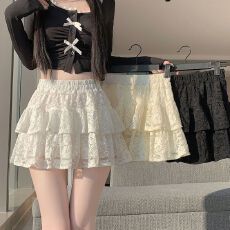 批发芭蕾风蕾丝拼接蛋糕裙<b class='q'>半身裙</b>女夏季防走光辣妹a字蓬蓬裙<b class='q'>百褶</b>短裙