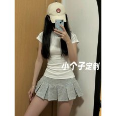 批发灰色低腰<b class='q'>百褶</b>半身裙女夏季少女减龄运动感a字卫裙小个子<b class='q'>短裙</b>jk裙