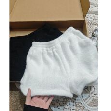 批发有口袋款~软糯水貂毛<b class='q'>短裤</b>秋冬季高腰毛绒阔腿裤<b class='q'>百</b>搭显瘦小个子
