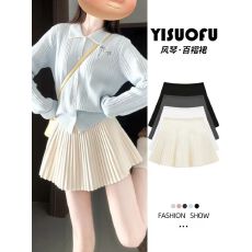 批发毛呢百褶裙<b class='q'>女</b>秋冬季新款高腰显瘦加厚jk短裙小个子a字<b class='q'>半身裙</b>