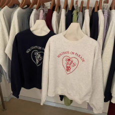 韩国东大门休闲卡通印花圆领宽松套头卫衣