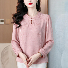 批发实拍有货高档<b class='q'>妈妈</b>装长袖<b class='q'>T</b><b class='q'>恤</b>秋季2026新款新中式缎面上衣薄款秋装