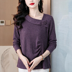 批发实拍有货<b class='q'>妈妈</b>装长袖<b class='q'>T</b><b class='q'>恤</b>秋季2026新款针织上衣薄款时尚减龄显瘦潮