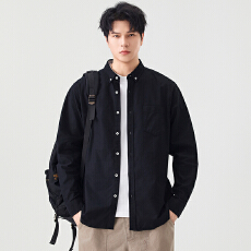 批发长袖衬衫男2025新款秋季<b class='q'>休闲</b>美式宽松工装衬衣男士外套