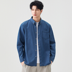 批发长袖衬衫男2025新款秋季<b class='q'>休闲</b>美式宽松工装衬衣男士外套