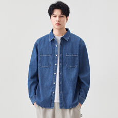 批发长袖衬衫男2025新款秋季休闲美式宽松工装衬衣男士外套