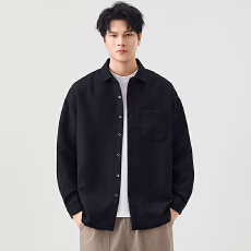 批发长袖衬衫男2025新款秋季休闲美式宽松工装衬衣男士外套