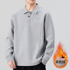 批发2025冬季加绒新款polo衫男长袖翻领工装男