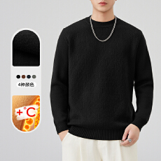 批发2025新款雪加绒<b class='q'>毛衣</b>男士圆领加厚加绒外穿男