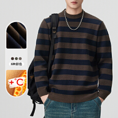 2025新款雪貂加绒男士圆领款加厚加绒保暖长袖外穿男