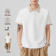 批发2026年夏季新款云朵棉撞色拼接短袖POLO衫男