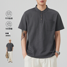 批发2026年夏季新款双面竹节棉短袖简约风POLO衫男